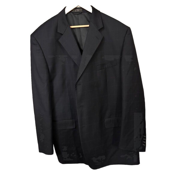 Studio Bill Blass Men's Size 48L / 40W Dark Blue Pinstripe Worsted Wool Blazer - Picture 1 of 9
